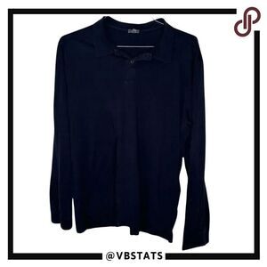 Vince Silk / Cotton Blend Black Long Sleeve Polo Top in Size XL